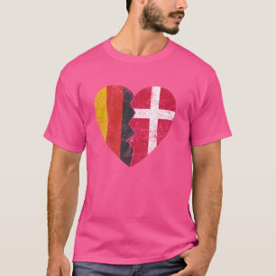 Dänisch German Flag Heart Deutschland Dänemark Fla T-Shirt