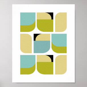 Dänisch Modern Türkis Gelbe Geometrische Formen Poster