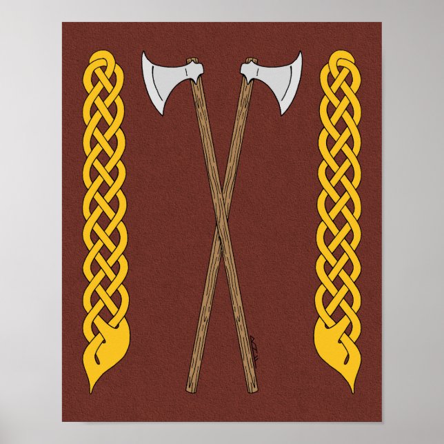 Dänisch/Wikingaketten überquert mit Kunstwerken Poster (Vorne)