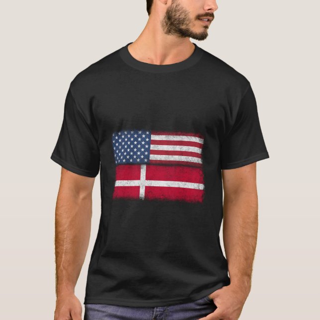 Dänische amerikanische Flagge Dänemark Usa Danmark T-Shirt (Vorderseite)
