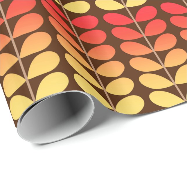 Dänische Blätter des Mittelalters, braun, orange & Geschenkpapier (Rolleneckpunkt)