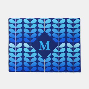 Dänische-Blätter mit Monogramm-, Marine-und Fußmatte