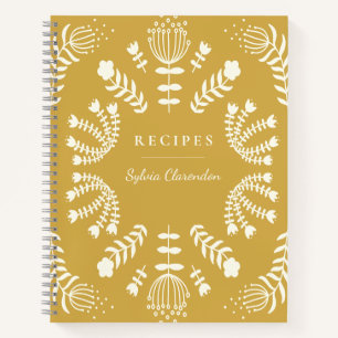 Dänische Blume Gelbes Personalisiertes Rezept Notizbuch