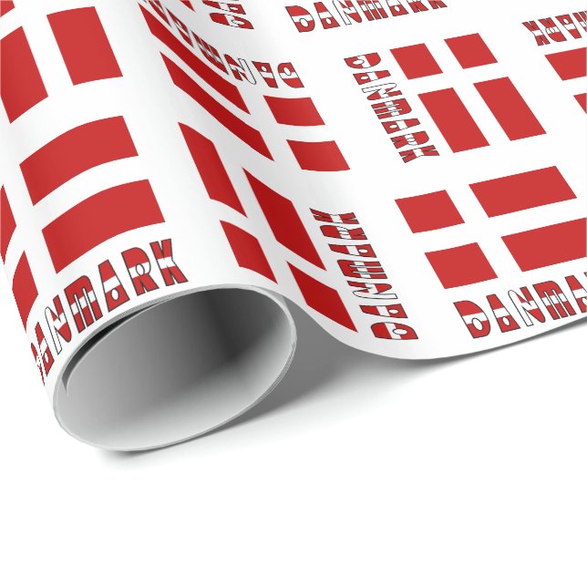 Dänische Flagge Dänemark Dannebrog Geschenkpapier (Rolleneckpunkt)