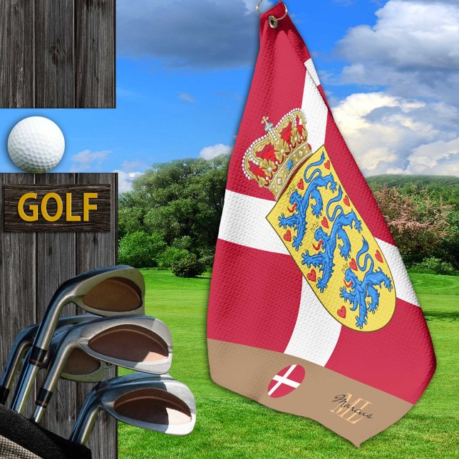 Dänische Flagge & Dänemark, mit Monogramm / Golftü Golfhandtuch (Von Creator hochgeladen)