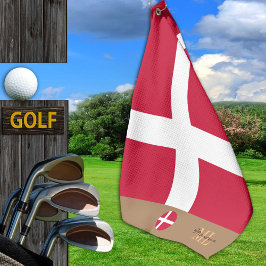 Dänische Flagge & Dänemark, mit Monogramm / Golftü Golfhandtuch