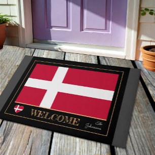 Dänische Flagge, Dänemark Willkommenspatzen / Spor Fußmatte