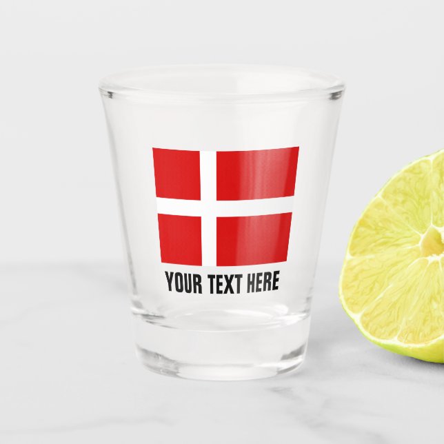 Dänische Flagge für Dänisches Trinkschotterglas Schnapsglas (Vorderseite)