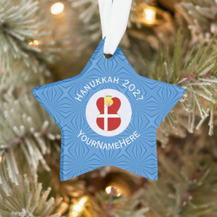Dänische Flagge Hanukkah Angel Name Jahr Star Ornament
