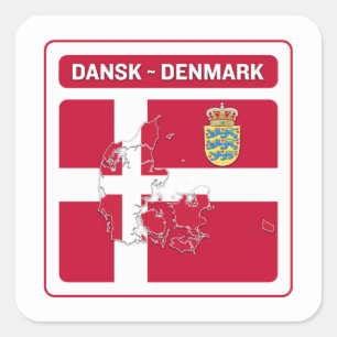 dänische Flagge Quadratischer Aufkleber