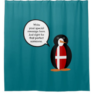 Dänische Flagge Sprechende Ms. Pinguin Personalisi Duschvorhang