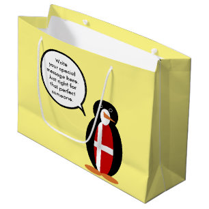 Dänische Flagge Sprechende Ms. Pinguin Personalisi Große Geschenktüte