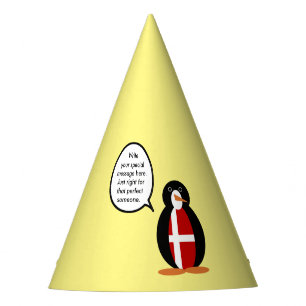 Dänische Flagge Sprechende Ms-Pinguin-Personalisie Partyhütchen