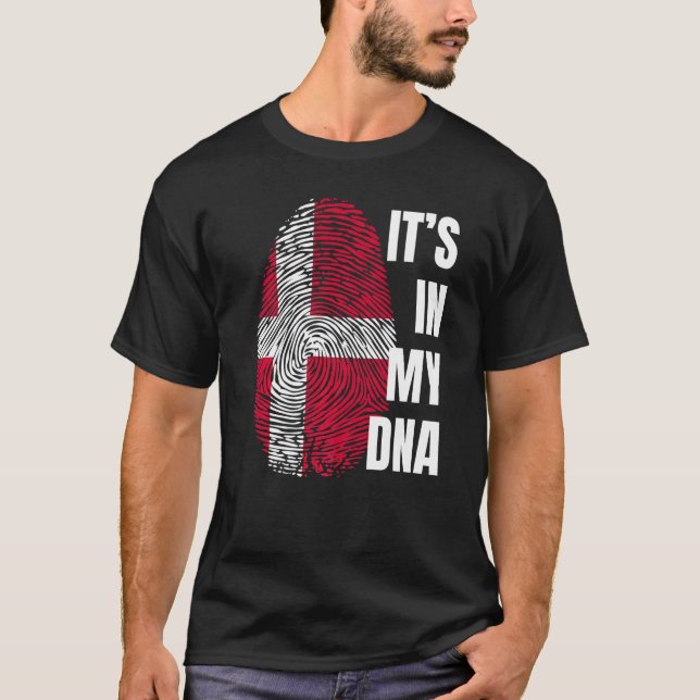 Dänische Flagge Viking dna Fingerprint Dänemark T-Shirt (Vorderseite)