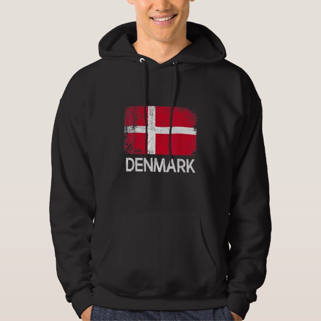 Dänische Flagge Vintag Hoodie (Vorderseite)