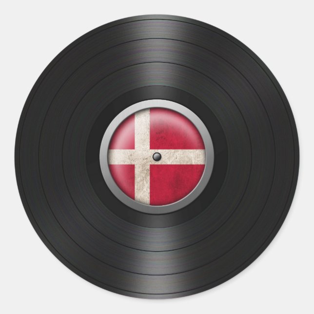 Dänische Flagge Vinyl Record Album Graphic Runder Aufkleber (Vorderseite)