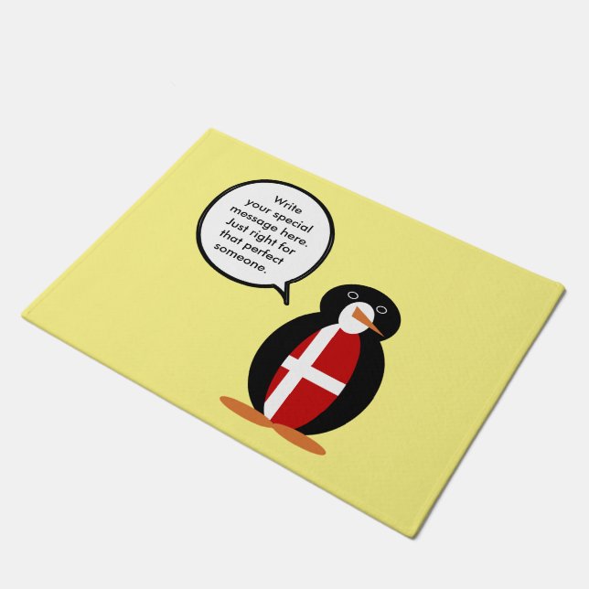 Dänische Flagge - Vortrag von Frau Penguin Persona Fußmatte (Schrägansicht)