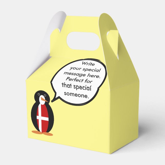 Dänische Flagge - Vortrag von Penguin Personalisie Geschenkschachtel (Rückseite)