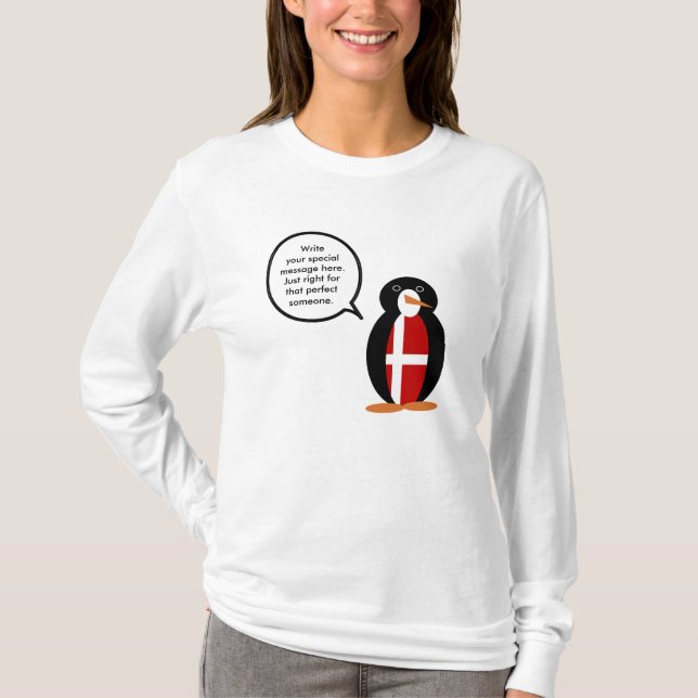 Dänische Flagge - Vortrag von Penguin Personalisie T-Shirt (Vorderseite)