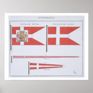 Dänische Flaggen, aus einem französischen Flaggenb Poster