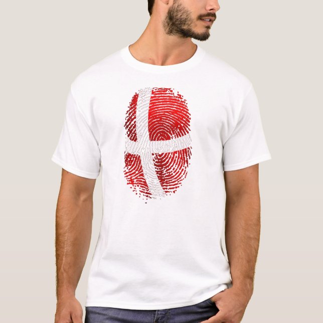 Dänische Geschenke Identität Dansk Fingerabdruckes T-Shirt (Vorderseite)