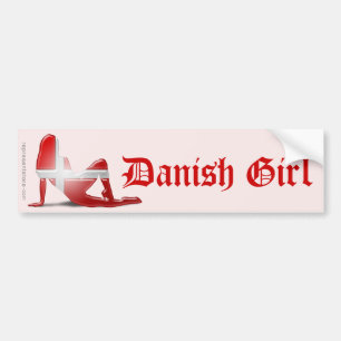 Dänische Mädchen-Silhouette-Flagge Autoaufkleber