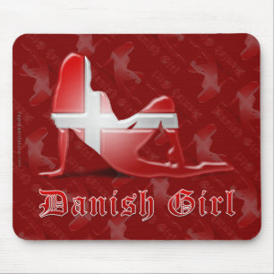 Dänische Mädchen-Silhouette-Flagge Mousepad