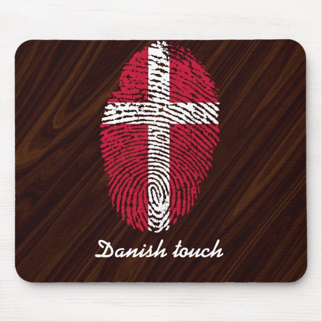 Dänische Touch-Fingerabdruckflagge Mousepad (Vorne)