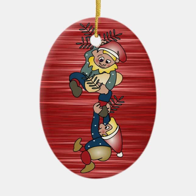 Dänische Weihnachtselfe Keramikornament (Vorne)