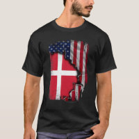 Dänische Wurzeln Halb Amerikanische Flagge Patriot
