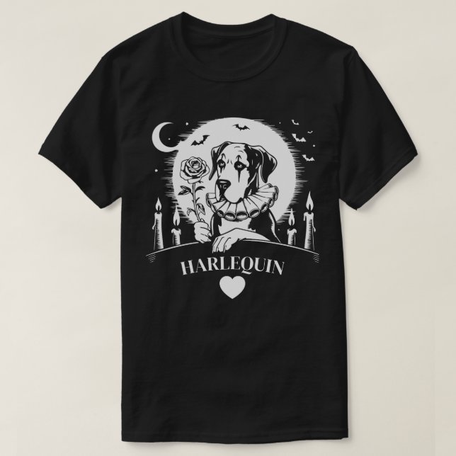 Dänischer Dogge HARLEKIN HERZ T-Shirt (Design vorne)