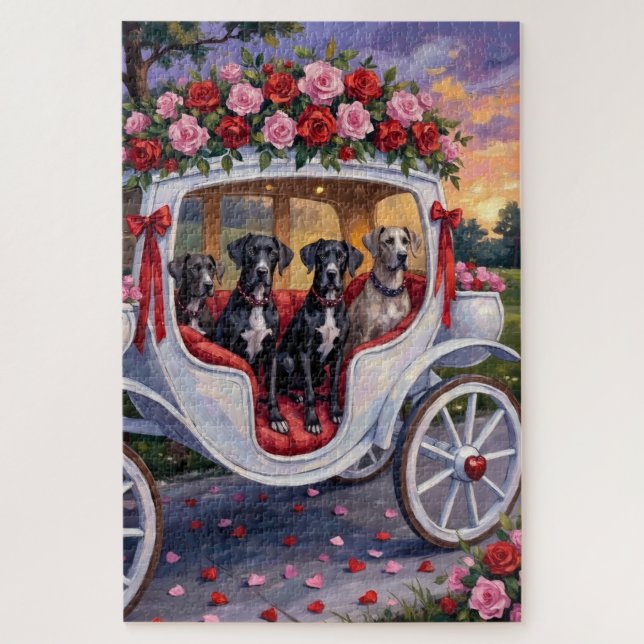 Dänischer Dogge Valentinstag Puzzle (Vertikal)
