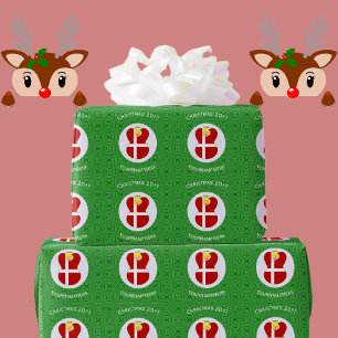 Dänischer Flaggen-Weihnachtsengel Personalisiert Geschenkpapier