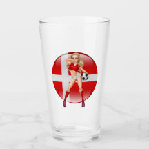 Dänischer Fußballfan Roligan Girl on Drink Glass