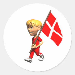 Dänischer Junge Runder Aufkleber