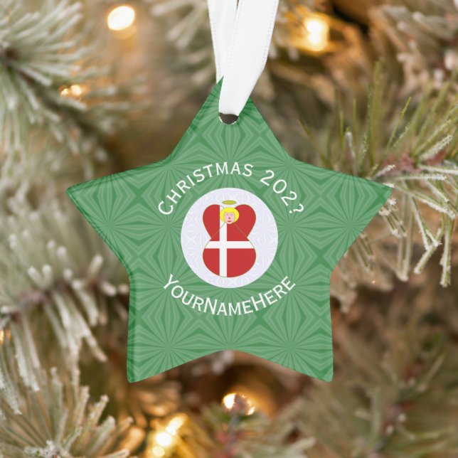 Danish Angel Christmas Flag Personalisiert Ornament (Baum)