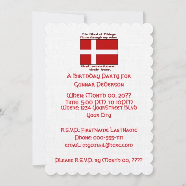 Danish Blood Ber Birthday Party Einladung (Vorderseite)
