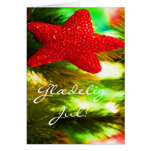 Danish Christmas Glædelig Jul, Godt Nytår Red Star