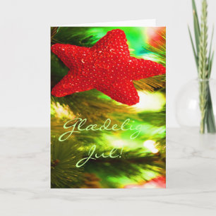 Danish Christmas Glædelig Jul, Godt Nytår Red Star Feiertagskarte