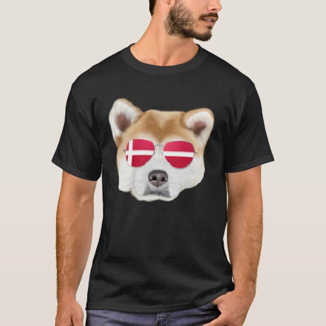 Danish Flag Akita Dog Denmark Pocket T-Shirt (Vorderseite)
