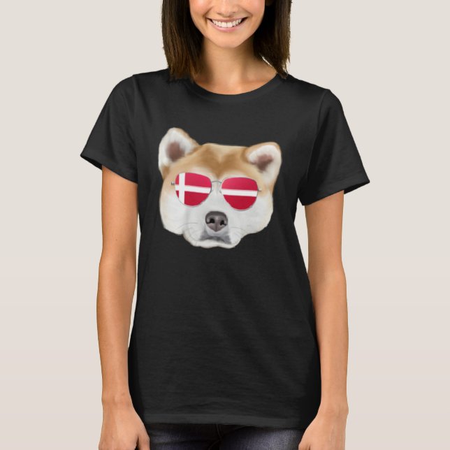 Danish Flag Akita Dog Denmark Pocket T-Shirt (Vorderseite)