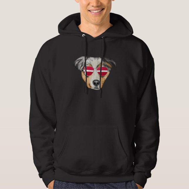 Danish Flag Australian Shepherd Dog Denmark Pocket Hoodie (Vorderseite)