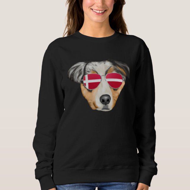 Danish Flag Australian Shepherd Dog Denmark Pocket Sweatshirt (Vorderseite)