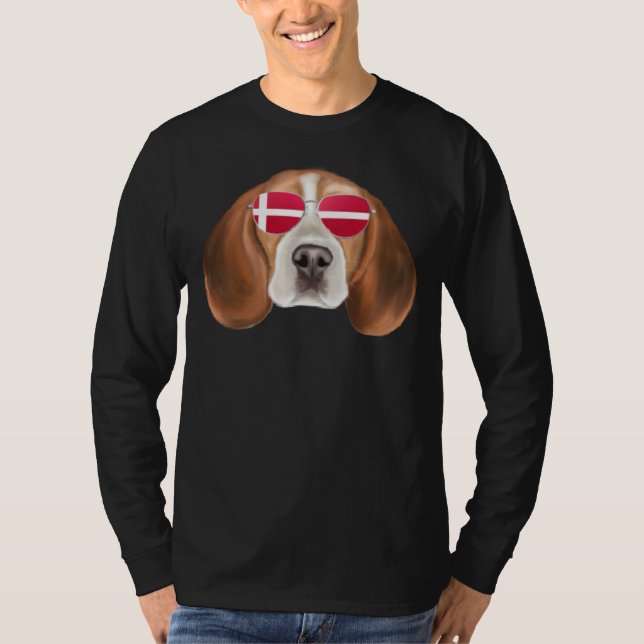 Danish Flag Beagle Dog Denmark Pocket T-Shirt (Vorderseite)