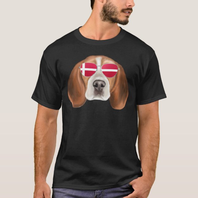 Danish Flag Beagle Dog Denmark Pocket T-Shirt (Vorderseite)