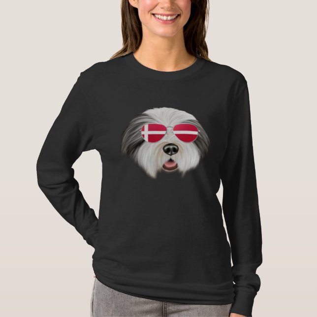 Danish Flag Bearded Collie Dog Denmark Pocket T-Shirt (Vorderseite)