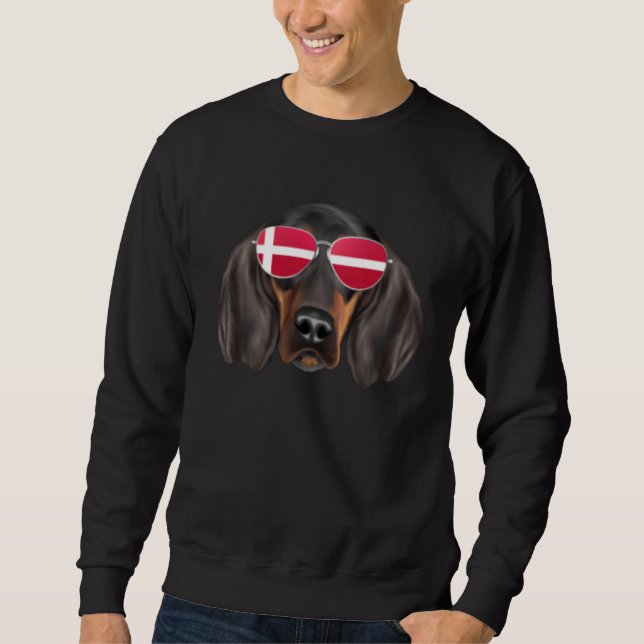 Danish Flag Black and Tan Coonhound Dog Denmark Po Sweatshirt (Vorderseite)