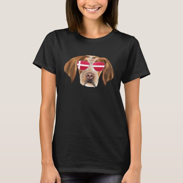 Danish Flag Brittany Dog Denmark Pocket T-Shirt (Vorderseite)