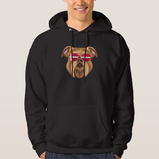 Danish Flag Brussels Griffon Dog Denmark Pocket Hoodie (Vorderseite)