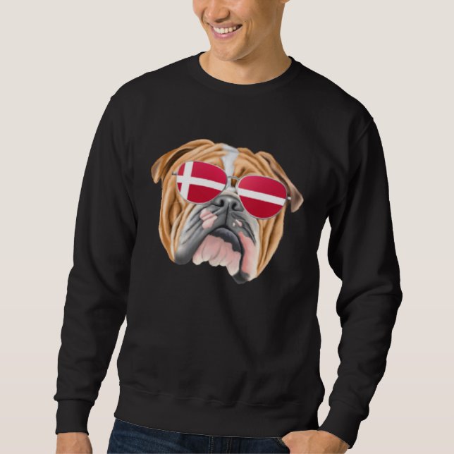 Danish Flag Bulldog Dog Denmark Pocket Sweatshirt (Vorderseite)
